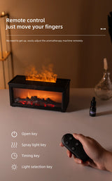 Fireplace Flame Effect Aroma Diffuser & Humidifier with 7-Colour Light, Timer & Remote Control(Light Wood Grain)