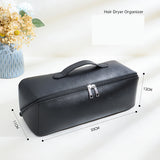 Black Premium PU Leather Travel Case for Hair Styling Tools - Double Layer Waterproof Organizer Bag for Hair Dryer, Curler & Straightener