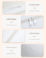 White Premium PU Leather Travel Case for Hair Styling Tools - Double Layer Waterproof Organizer Bag for Hair Dryer, Curler & Straightener
