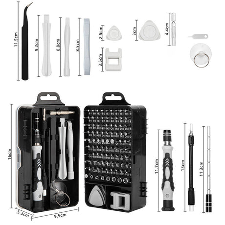 Blue and Black Professional 115-in-1 Precision Screwdriver Set - Magnetic Repair Tool Kit for PC, Laptop, Phone & Electronics