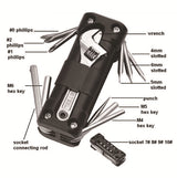 Black Versatile 16-in-1 Bike & Motorcycle Multi-Tool - Portable Repair Kit with Adjustable Wrench