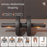 Grey Assisted Rebound Ab Roller with Foldable Knee Pad - Dual Wheel Core Trainer for Home Gym