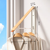 1 Pack White and Brown Wall Mounted Foldable Clothes Hanger Rack - Retractable Space Aluminium Drying Airer for Laundry & Balcony - Screw Mount Hardware Included
