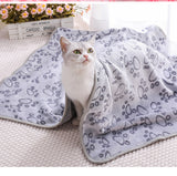 Green Pet Blanket Set – Plush Paw Print Design, 3-Piece Pack (S/M/L Sizes)