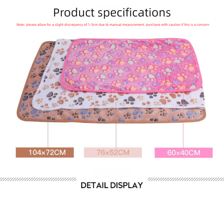 Green Pet Blanket Set – Plush Paw Print Design, 3-Piece Pack (S/M/L Sizes)