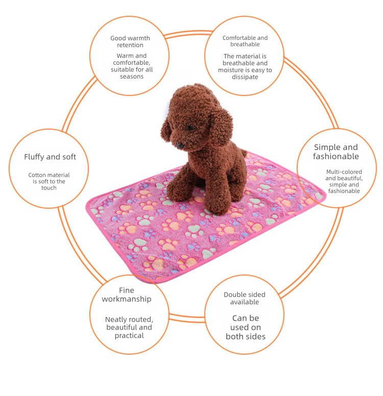 Green Pet Blanket Set – Plush Paw Print Design, 3-Piece Pack (S/M/L Sizes)