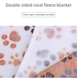 Blue Pet Blanket Set – Plush Paw Print Design, 3-Piece Pack (S/M/L Sizes)