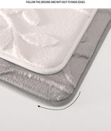 Plush Embossed Leaf Bath Mat - Ultra Soft, Absorbent & Non-Slip Bathroom Rug(Light gray 50*80㎝)