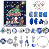 Christmas Advent Calendar DIY Charm Bracelet Kit - 24 Days of Surprise Jewelry (Blue Starry Night Theme)
