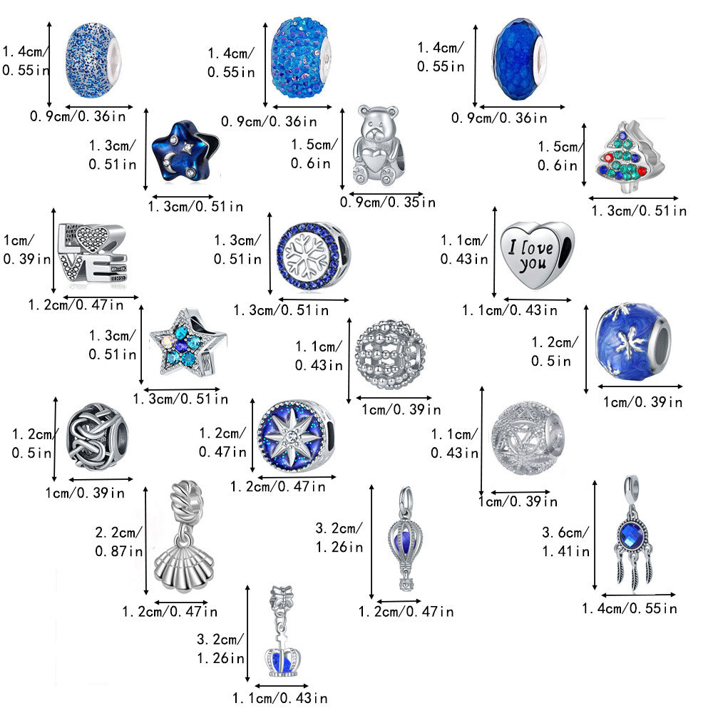 Christmas Advent Calendar DIY Charm Bracelet Kit - 24 Days of Surprise Jewelry (Blue Starry Night Theme)