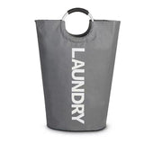 Dark Grey Oxford Fabric Large-capacity Foldable Dirty Clothes Basket (38×72CM) - With Waterproof Coating & Aluminum Carry Handles For Laundry Room Dorm