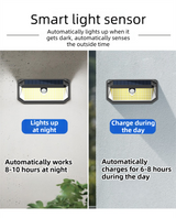 2-Pack Solar Motion Sensor Wall Light(230-Bead LED) -  3 Lighting Modes, IP64 Waterproof, Three-Sided Wide-Angle Lighting for Outdoor Security and Garden Lighting