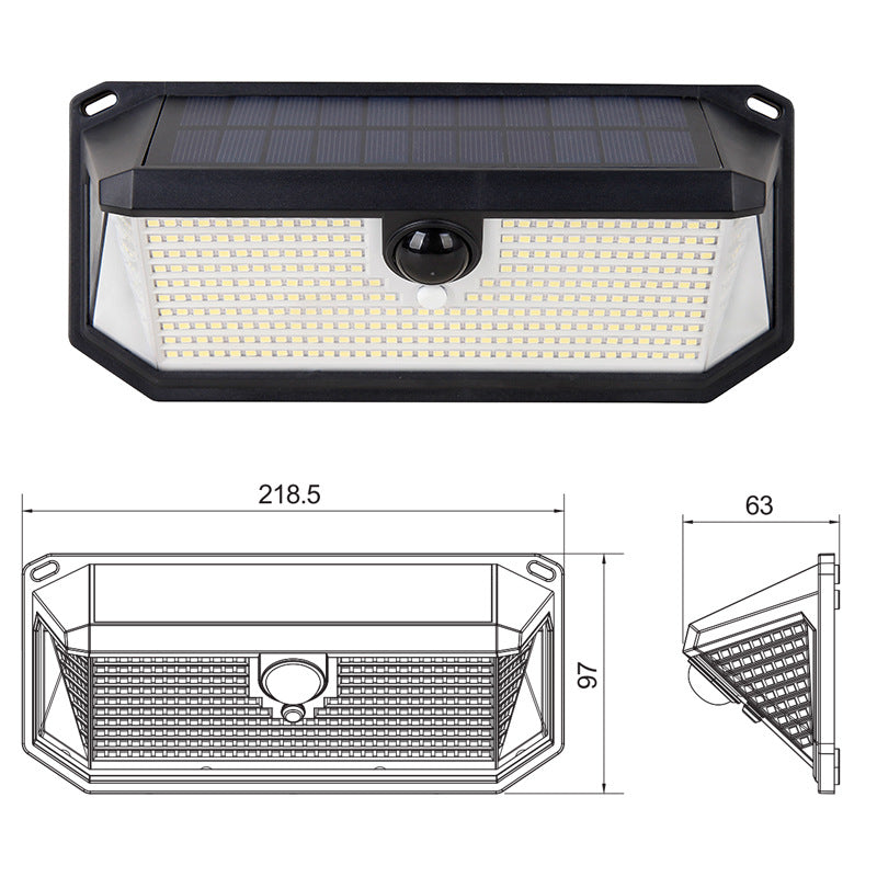 2-Pack Solar Motion Sensor Wall Light(416-Bead LED) -  3 Lighting Modes, IP64 Waterproof, Three-Sided Wide-Angle Lighting for Outdoor Security and Garden Lighting