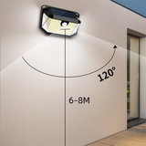 2-Pack Solar Motion Sensor Wall Light(416-Bead LED) -  3 Lighting Modes, IP64 Waterproof, Three-Sided Wide-Angle Lighting for Outdoor Security and Garden Lighting