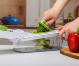 18-Piece White-Green Multi-Function Vegetable Chopper & Slicer Set - Rotary Grater with 5 Muti-Style Stainless Steel Blades for Home Kitchen