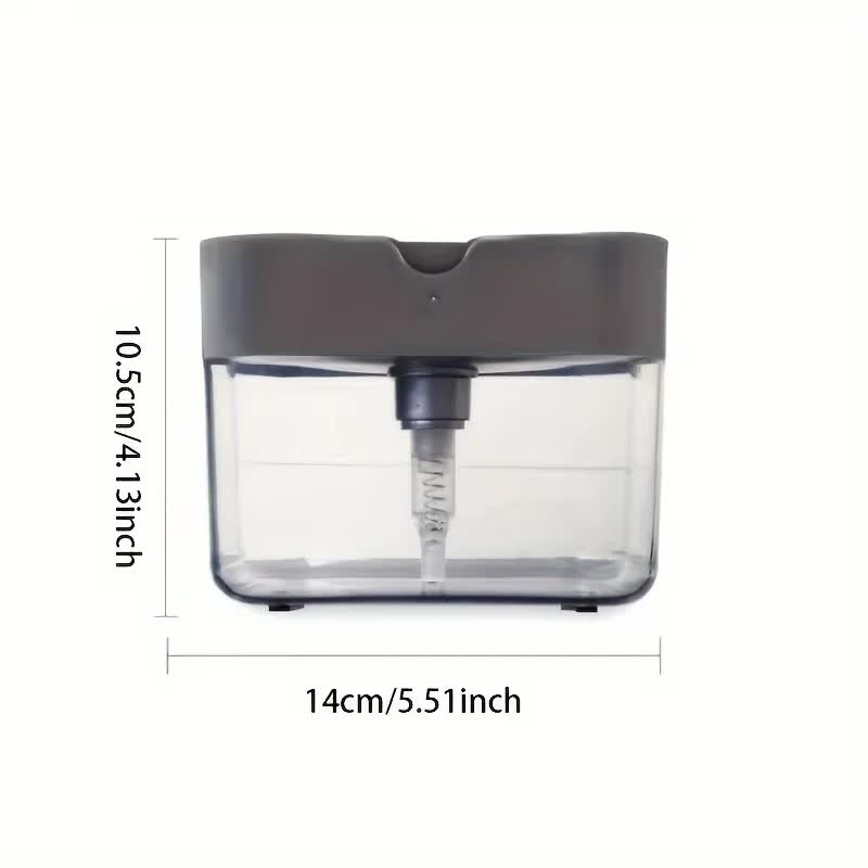 2-Pack Grey Kitchen Press-Type Dish Soap Dispenser & Sponge Caddy - 2-in-1 Automatic Liquid Pump for Dish Scrubbers & Scouring Pads