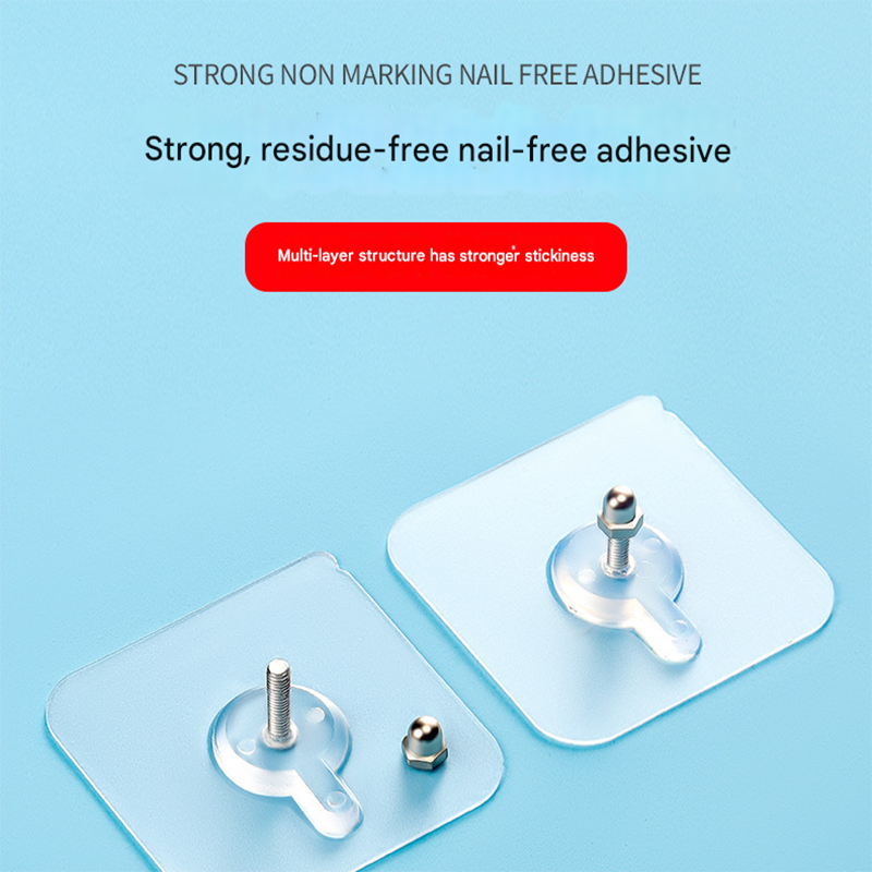 50-PCS Heavy Duty Adhesive Screw Stickers No Drilling Wall Hooks 6x6cm Waterproof Stainless Steel for Kitchen Bathroom Rental Friendly(16mm)