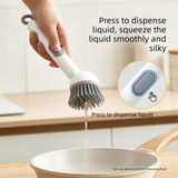 2 Pack White Kitchen Dish Brush with Soap Dispenser Adjustable Handle 360 Degree Cleaning Scrubber Non-Scratch Bristles for Pans Pots and Sink