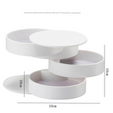 2 Pack White Nordic Style Rotating Jewellery Storage Box 4-Layer Dustproof Organiser Case with Felt Lining for Accessories and Trinkets