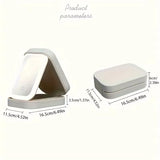 Green Portable LED Makeup Mirror with Jewellery Storage Box Touch Screen Adjustable Light Travel Cosmetic Organizer Case