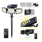 Solar Garden Lights Outdoor Motion Sensor 210 LED - 2-in-1 Ground Spike & Wall Mount Flood Light with Remote IP65 Waterproof for Pathway & Yard