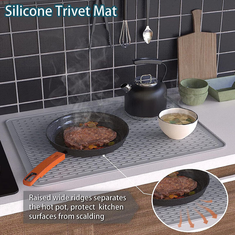 Silicone Stove Top Cover 76x53x0.25cm Heat Resistant Electric Cooktop Protector Mat for Kitchen Benchtop and Laundry Black