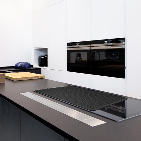 Silicone Stove Top Cover 92x52cm Heat Resistant Electric Cooktop Protector Mat for Kitchen Benchtop and Laundry Black