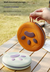 Portable Silicone Double Pet Bowl - Collapsible Travel Dog Feeder for Food & Water - 2 x 450ml Capacity with Zipper Case - Brown