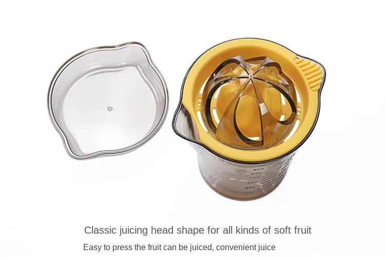 Manual Citrus Juicer & Hand Squeezer - 600ml Measuring Cup with Dual Reamer for Lemons & Oranges - Non-Slip Portable Fruit Press for Kitchen & Camping