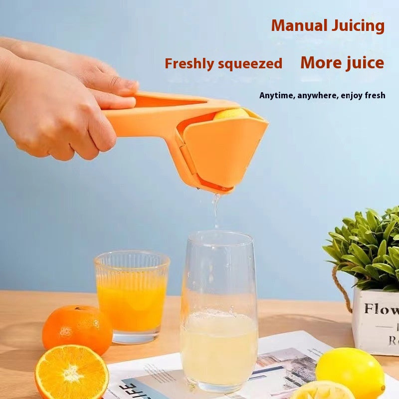 Foldable Manual Lemon Squeezer & Citrus Juicer - Portable Handheld Fruit Press for Fresh Orange & Lime Juice - Space Saving Kitchen Tool - Orange