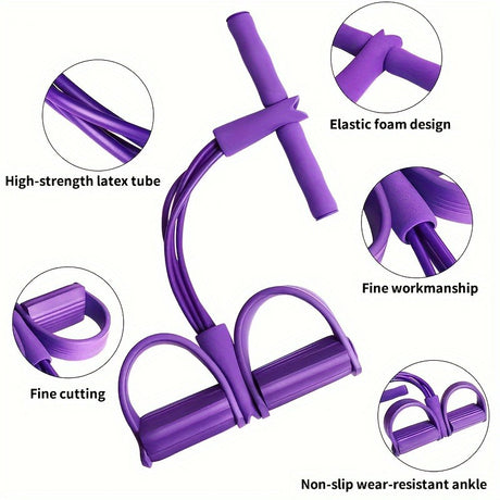 2 PCS Upgraded 6-Tube Pedal Resistance Band & Figure 8 Pull Rope Set Pink Elastic Tummy Trimmer for Home Gym Workout