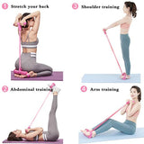 2 PCS Upgraded 6-Tube Pedal Resistance Band & Figure 8 Pull Rope Set Pink Elastic Tummy Trimmer for Home Gym Workout