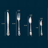 4Set / 16PCS Silver Royal Court Cutlery Set - Vintage Hollow Engraved 410 Stainless Steel Dinnerware with Gift Box