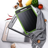 Black Aluminum Alloy Fast Thawing Dual-Sided Cutting Board(36.5x25CM) - Multifunctional Kitchen Tool with Garlic Grinder and Knife Sharpener