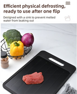 Red Aluminum Alloy Fast Thawing Dual-Sided Cutting Board(36.5x25CM) - Multifunctional Kitchen Tool with Garlic Grinder and Knife Sharpener