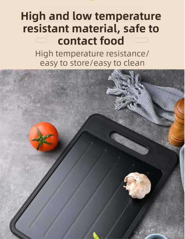 Red Aluminum Alloy Fast Thawing Dual-Sided Cutting Board(36.5x25CM) - Multifunctional Kitchen Tool with Garlic Grinder and Knife Sharpener