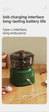 White Wireless Electric Kitchen Grinder -  Portable 150ml Baby Food Maker with 3 Stainless Steel Blades, USB Charging