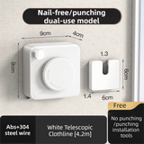 White 4.2M Heavy Duty Invisible Retractable Clothesline - Rustproof & Drill-Free Laundry Hanger with 20kg Load Capacity
