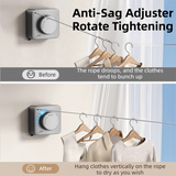 Grey 4.2M Heavy Duty Invisible Retractable Clothesline - Rustproof & Drill-Free Laundry Hanger with 20kg Load Capacity