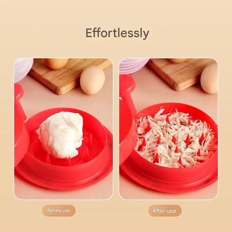 Red Manual Meat Shredder with Spiked Interior for Quick Chicken Separation Professional Rotating Tool for Local Home Kitchens Effortless Meal Prep Solution