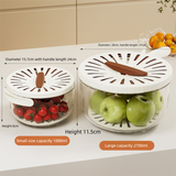 White Small Multi-functional Fruit and Vegetable Washing Bowl with Lid and Hidden Handle Double-Layer Drainage Container for Refrigerator Storage and Outdoor Picnic Efficient Food Preservation for Local Standard Kitchens