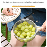 White large Multi-functional Fruit and Vegetable Washing Bowl with Lid and Hidden Handle Double-Layer Drainage Container for Refrigerator Storage and Outdoor Picnic Efficient Food Preservation for Local Standard Kitchens