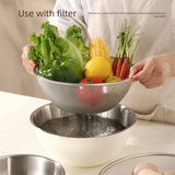 Purple Stainless Steel Mixing Bowl Set with Colander – Double-Layer Kitchen Basin for Salad, Washing, Mixing & Baking