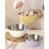 Purple Stainless Steel Mixing Bowl Set with Colander – Double-Layer Kitchen Basin for Salad, Washing, Mixing & Baking
