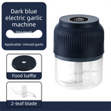 2-Leaf blade Blue Wireless Electric Garlic Chopper 300ml Portable Mini Food Processor USB Rechargeable for Baby Food and Dipping Sauce Essential Local Kitchen Tool