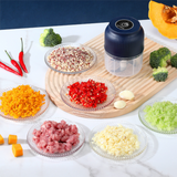 2-Leaf blade Blue Wireless Electric Garlic Chopper 300ml Portable Mini Food Processor USB Rechargeable for Baby Food and Dipping Sauce Essential Local Kitchen Tool