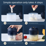 2-Leaf blade Blue Wireless Electric Garlic Chopper 300ml Portable Mini Food Processor USB Rechargeable for Baby Food and Dipping Sauce Essential Local Kitchen Tool
