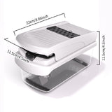 White Multifunctional Vegetable Slicer – Manual Kitchen Cutter with Adjustable Blades for Slicing, Dicing, Shredding, Garlic Grinding, and Egg White Separation