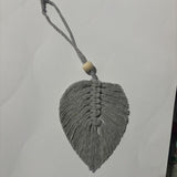 4 PCS Macrame Leaf Wall Hanging Set Handmade Cotton Boho Feather Ornaments Green & Beige for Nursery Home Decor