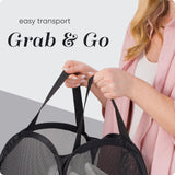 2 PCS Mesh Pop Up Laundry Hamper Collapsible Washing Basket with Side Pocket & Reinforced Handles Portable Dirty Clothes Bin for Dorm Travel & Toy Storage (Black & Grey)